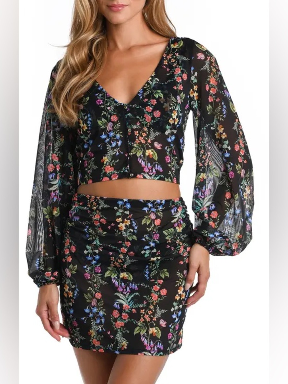 NWT Sunshine 79 Wildflower Printed Mesh top